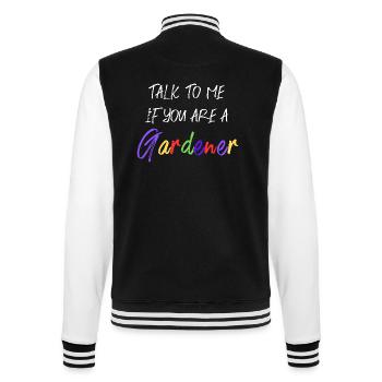 Talk to me, if you are a Gardener - College Sweat Jacket - black/white - Back - Marisol (170cm)