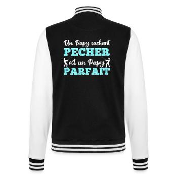 Un papy sachant pêcher cadeau grand-père pêcheur - Veste Teddy - noir/blanc - Dos - Marisol (170cm)