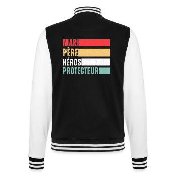 Mari père héros protecteur cadeau fête des pères - Veste Teddy - noir/blanc - Dos - Marisol (170cm)