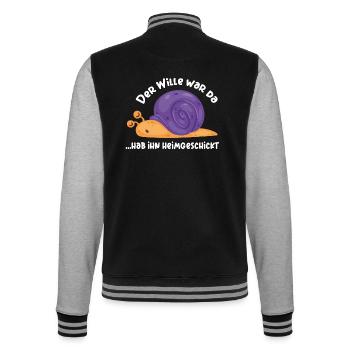 Lustige Schnecke immer ruhig bleiben cool bleiben - College-Sweatjacke - Schwarz/Grau meliert - Hinten - Marisol (170cm)