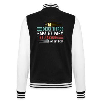 J'ai deux titres papa et papy cadeau fête des père - Veste Teddy - noir/blanc - Dos - Marisol (170cm)