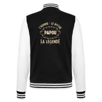 Papou l'homme le mythe la légende - Veste Teddy - noir/blanc - Dos - Marisol (170cm)