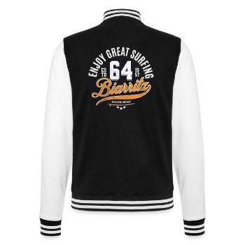 Enjoy great surfing at Biarritz in France - College Sweat Jacket - black/white - Back - Marisol (170cm)