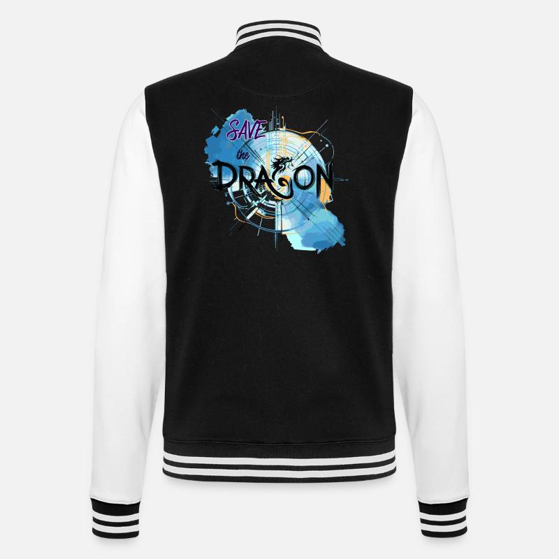 Rette den Drachen - College-Sweatjacke - Schwarz/Weiß