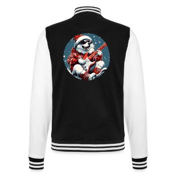 Husky Hund Weihnachten Rocker Gitarre - College-Sweatjacke - Schwarz/Weiß - Hinten - Marisol (170cm)