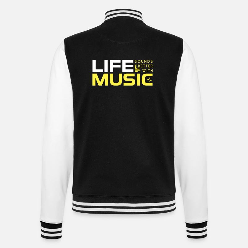 Life Sounds Better With Music - Veste Teddy - noir/blanc