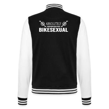 Fahrrad Bike Rennrad Fahrradkette "Bikesexual" - College-Sweatjacke - Schwarz/Weiß - Hinten - Marisol (170cm)