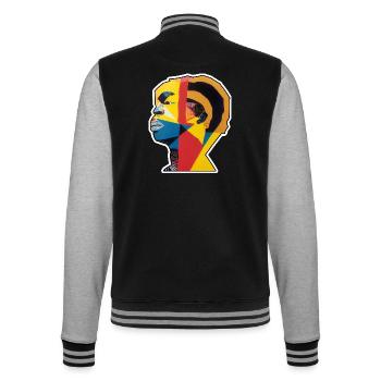 people of color - College Sweat Jacket - black/heather grey - Back - Marisol (170cm)