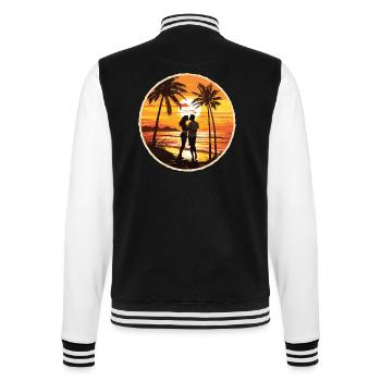 Beach, Island, Sea, Sunset - College Sweat Jacket - black/white - Back - Marisol (170cm)