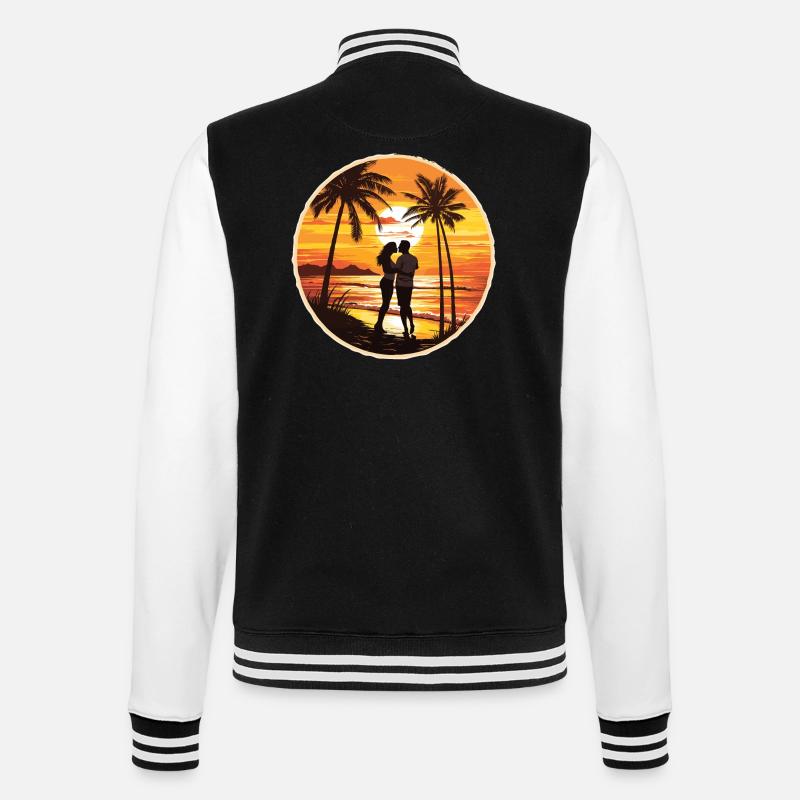 Beach, Island, Sea, Sunset - College Sweat Jacket - black/white