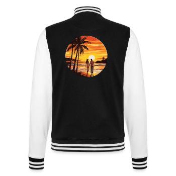 Beach, Island, Sea, Sunset - College Sweat Jacket - black/white - Back - Marisol (170cm)
