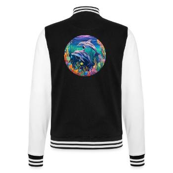 Delphin -lebendige Farben - Prismatische Tiefen - College-Sweatjacke - Schwarz/Weiß - Hinten - Marisol (170cm)