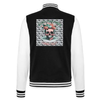 Happy Halloween Totenkopf + Kürbis | Horror Night - College-Sweatjacke - Schwarz/Weiß - Hinten - Marisol (170cm)