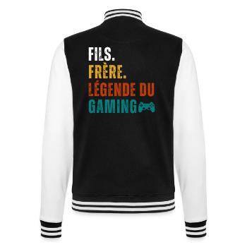 Fils frère légende du gaming cadeau pour gamer - Veste Teddy - noir/blanc - Dos - Marisol (170cm)