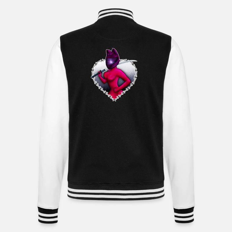 Ninja Biker Kitty - College Sweat Jacket - black/white