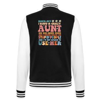Ich habe eine verrückte Tante - College-Sweatjacke - Schwarz/Weiß - Hinten - Marisol (170cm)