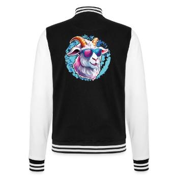 Cooler Ziegenbock mit Sonnenbrille auf Farbklecks - College-Sweatjacke - Schwarz/Weiß - Hinten - Marisol (170cm)