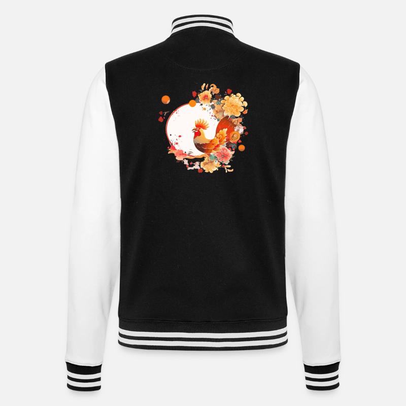 Chinese New Year Rooster - College Sweat Jacket - black/white
