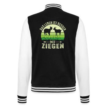 Das Leben ist besser mit Ziegen - College-Sweatjacke - Schwarz/Weiß - Hinten - Marisol (170cm)
