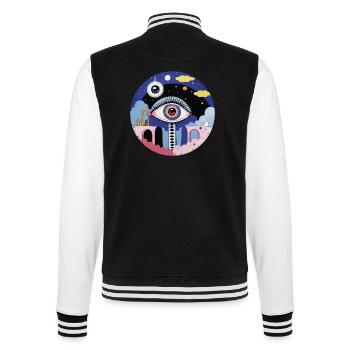 Psychedelic Eye - College Sweat Jacket - black/white - Back - Marisol (170cm)