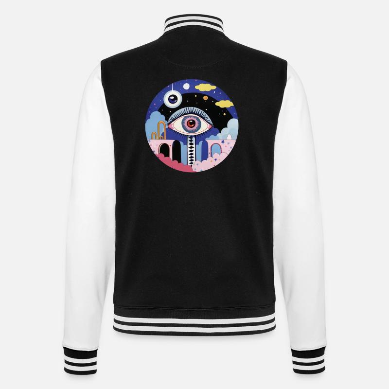 Psychedelic Eye - College Sweat Jacket - black/white