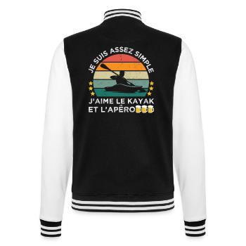 J' aime le kayak et l' apéro humour kayakiste - Veste Teddy - noir/blanc - Dos - Marisol (170cm)