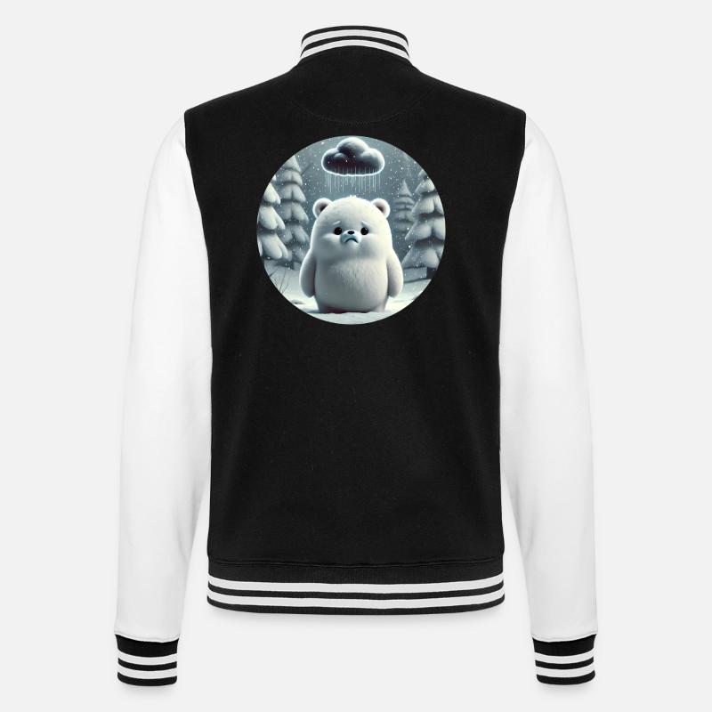 Eisbär im eisigen Regen - College-Sweatjacke - Schwarz/Weiß