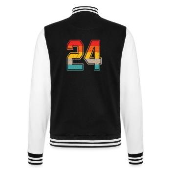 24 Jahre Retro Trikot Nummer 24 T-shirt Nummer 24 - College-Sweatjacke - Schwarz/Weiß - Hinten - Marisol (170cm)
