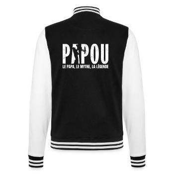 Papou,le papa,le mythe cadeau fête des pères - Veste Teddy - noir/blanc - Dos - Marisol (170cm)