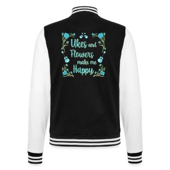 Ukes and flowers make me happy - College-Sweatjacke - Schwarz/Weiß - Hinten - Marisol (170cm)