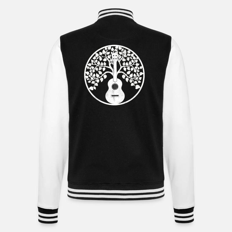 Ukulele tree Mandala weiss - College-Sweatjacke - Schwarz/Weiß