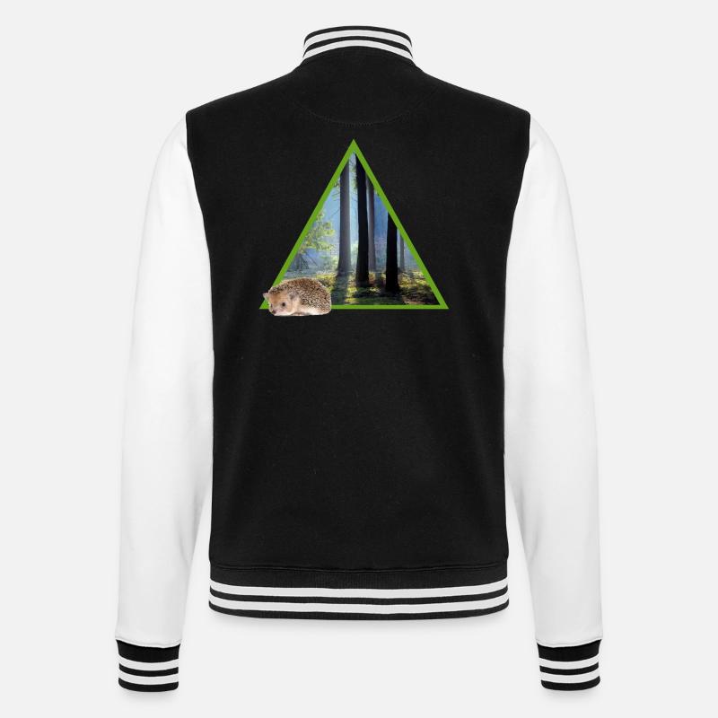forest 52 with hedgehog - College Sweat Jacket - black/white