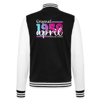65e anniversaire Mme Magenta April Née en 1958 - Veste Teddy - noir/blanc - Dos - Marisol (170cm)