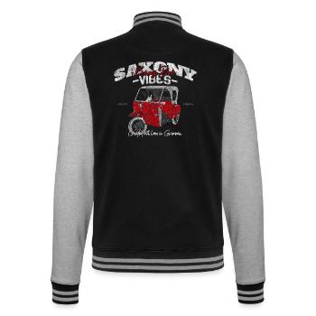 Saxony Vibes - Grimma Vibes - Krause Duo Kult - College-Sweatjacke - Schwarz/Grau meliert - Hinten - Marisol (170cm)