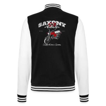 Saxony Vibes - Grimma Vibes - S50 - S51 - Simson - College-Sweatjacke - Schwarz/Weiß - Hinten - Marisol (170cm)