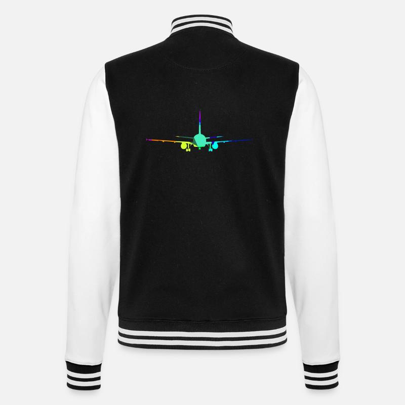 Kommerzielles Flugzeug Regenbogen Flugzeuge - College-Sweatjacke - Schwarz/Weiß