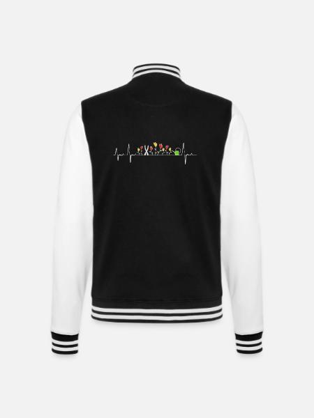 Herzschlag Gärtner Puls Hobbygärtner Geschenk - College-Sweatjacke - Schwarz/Weiß