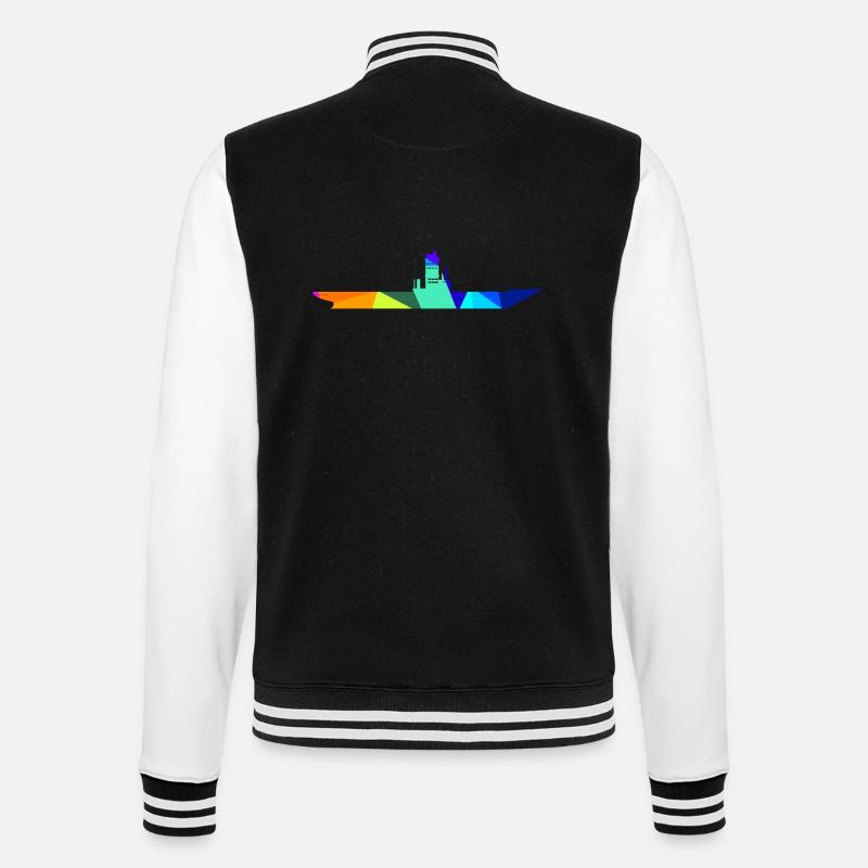 Flugzeugträger Regenbogen Polygon Schiffe - College-Sweatjacke - Schwarz/Weiß
