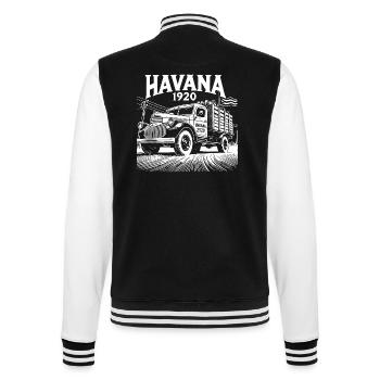 Vintage Trucks in Havana T-Shirt - Retro Style - College Sweat Jacket - black/white - Back - Marisol (170cm)