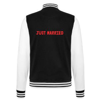 ICH LIEBE DICH. ICH HABE GERADE GEHEIRATET. Junggesellinnenabschied. VALENTINSTAG - College-Sweatjacke - Schwarz/Weiß - Hinten - Marisol (170cm)