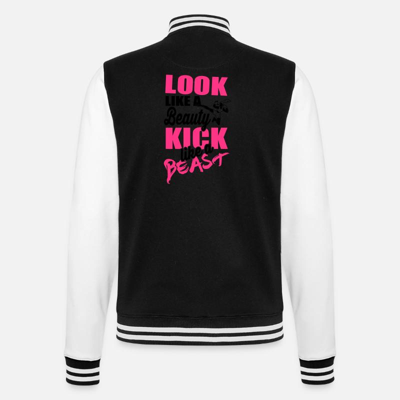 Kick like a beast - College-Sweatjacke - Schwarz/Weiß