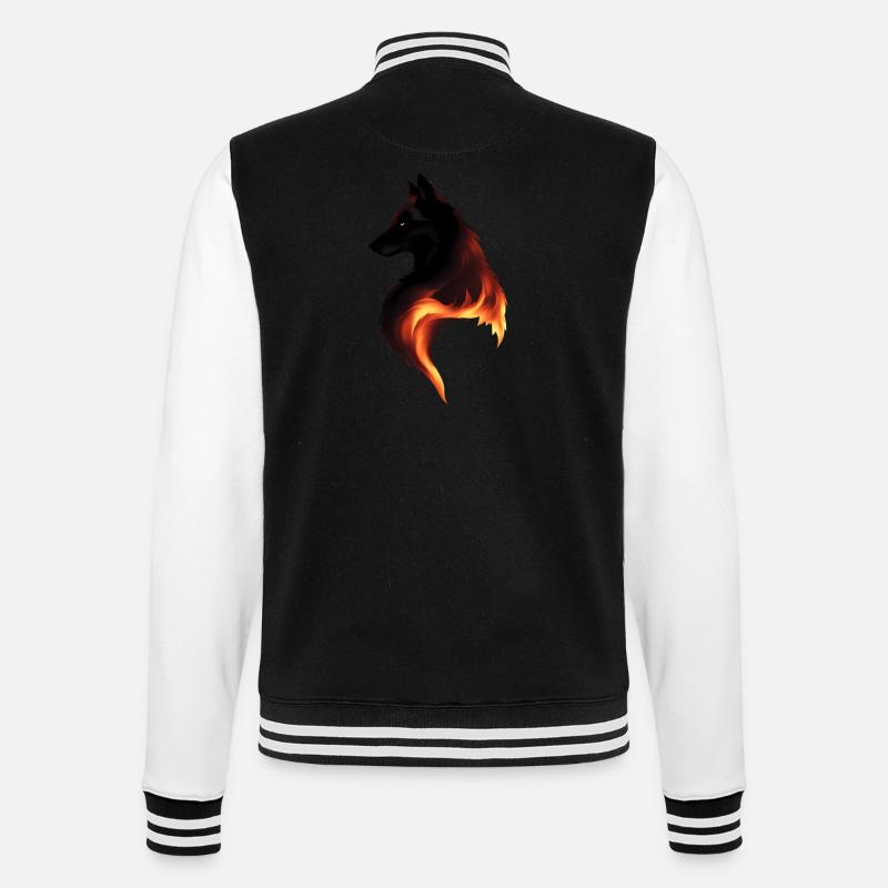 Wolf on Fire - College Sweat Jacket - black/white