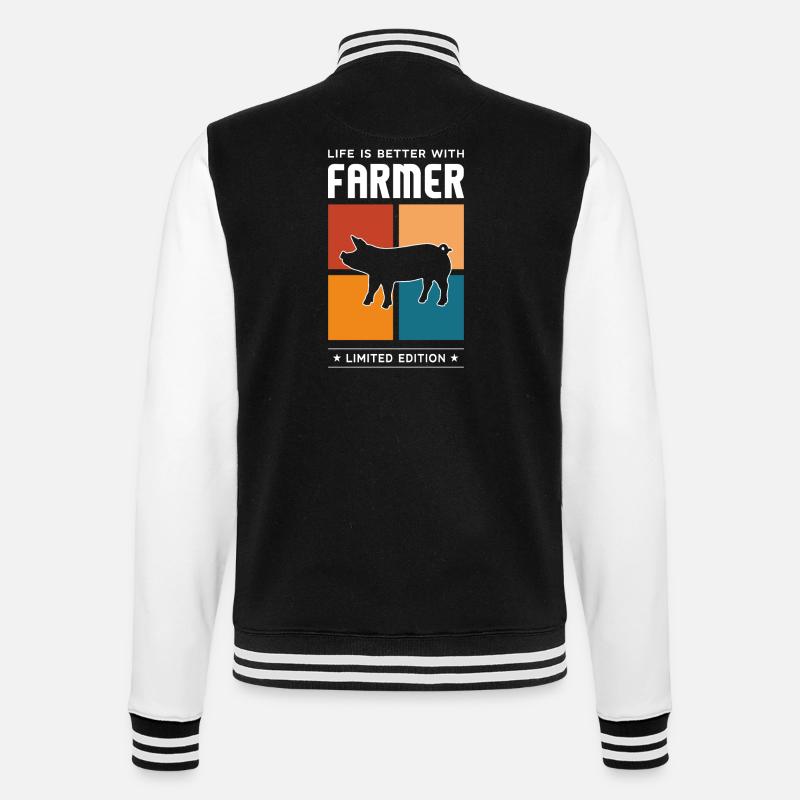 Farmer - College-Sweatjacke - Schwarz/Weiß