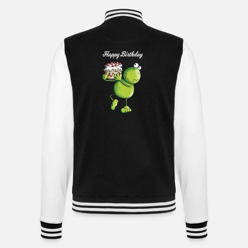 Birthday Frog - Cartoon - Comic - College Sweat Jacket - black/white