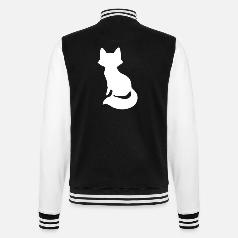 Playful Fox Silhouette Design - College Sweat Jacket - black/white