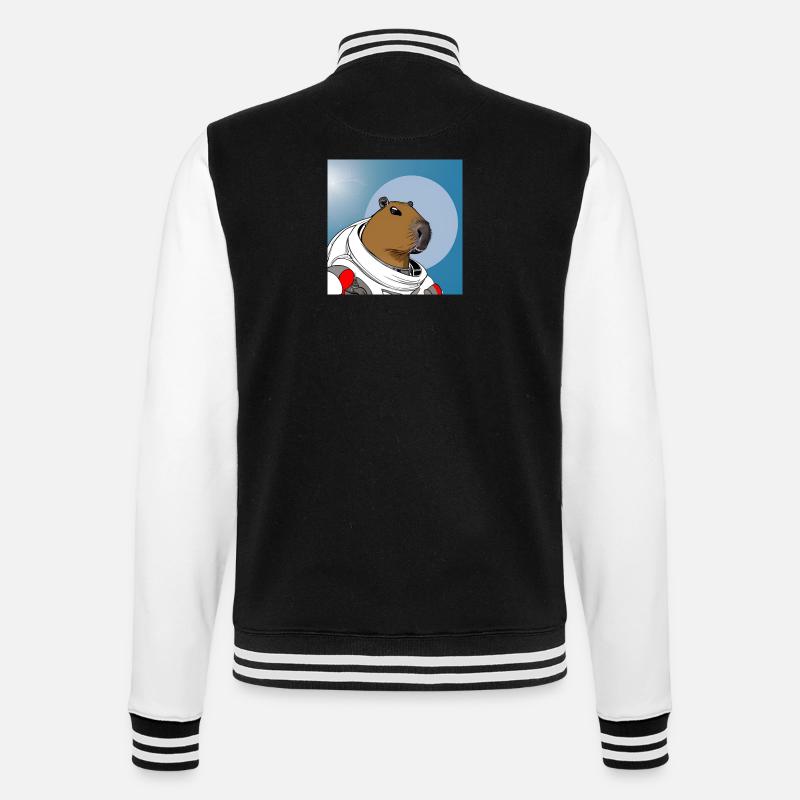 Capy-Astronaut - College-Sweatjacke - Schwarz/Weiß