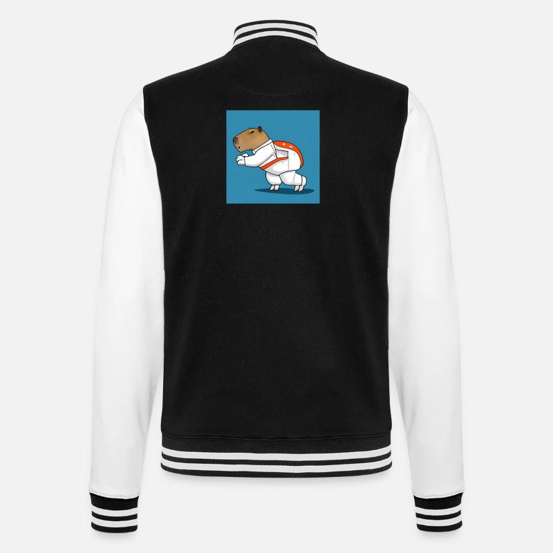 Capybara-Astronaut - College-Sweatjacke - Schwarz/Weiß