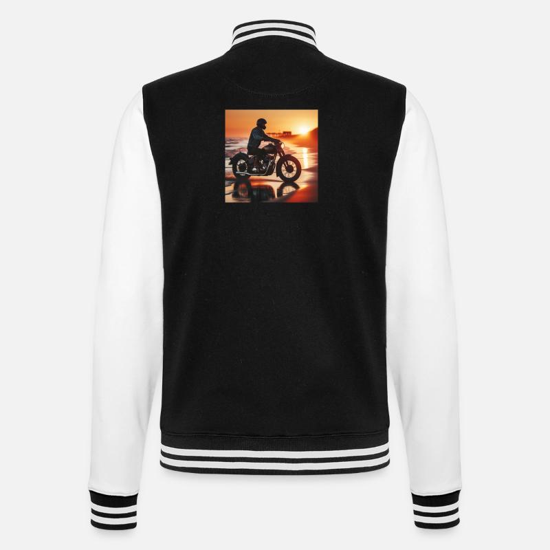 Motorcycle Old Sunset 1 - College Sweat Jacket - black/white