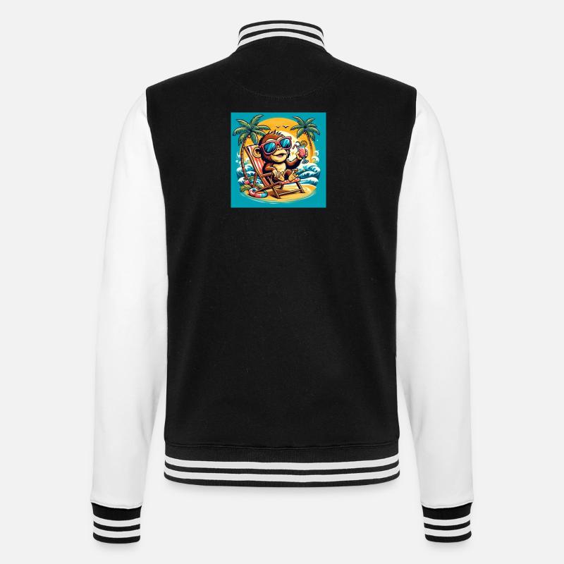 Monkey on the beach - College Sweat Jacket - black/white