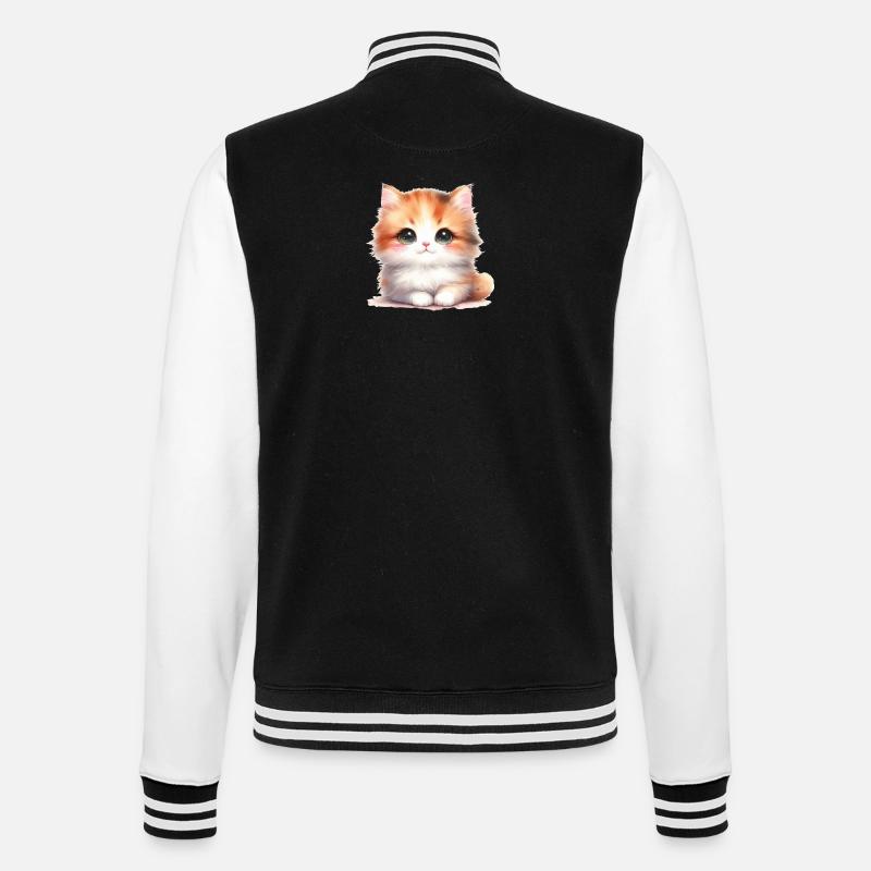 Süße Katze - College-Sweatjacke - Schwarz/Weiß